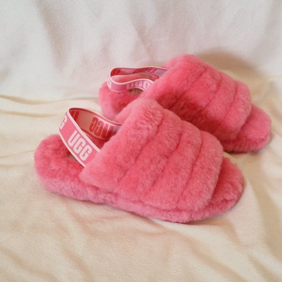 NIB UGG WOMEN'S FUZZ YEAH SLIDE SANDAL SLIPPERS PINK - Picture 6 of 7
